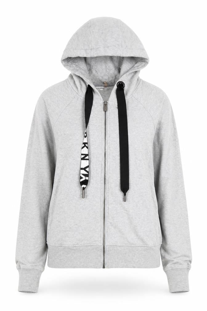 DKNY Women Grey Hoodie, Size S, with Logo & Zip