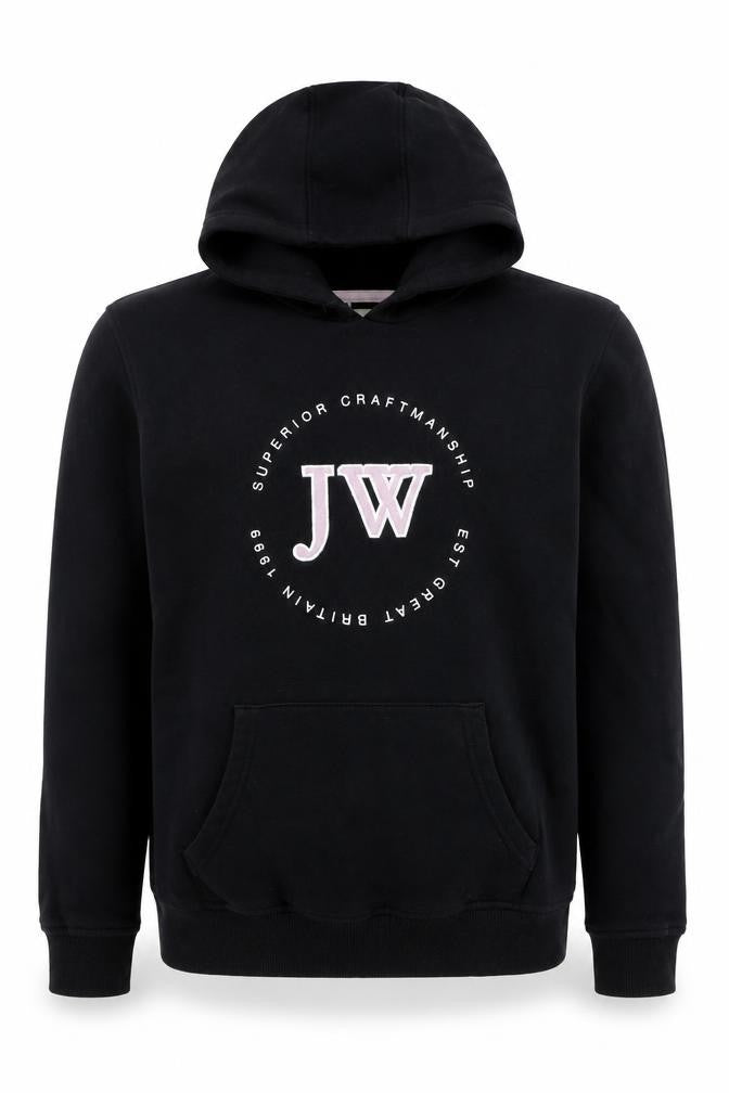Front view of Jack Wills Black girls’ hoodie 12y pullover graphic print