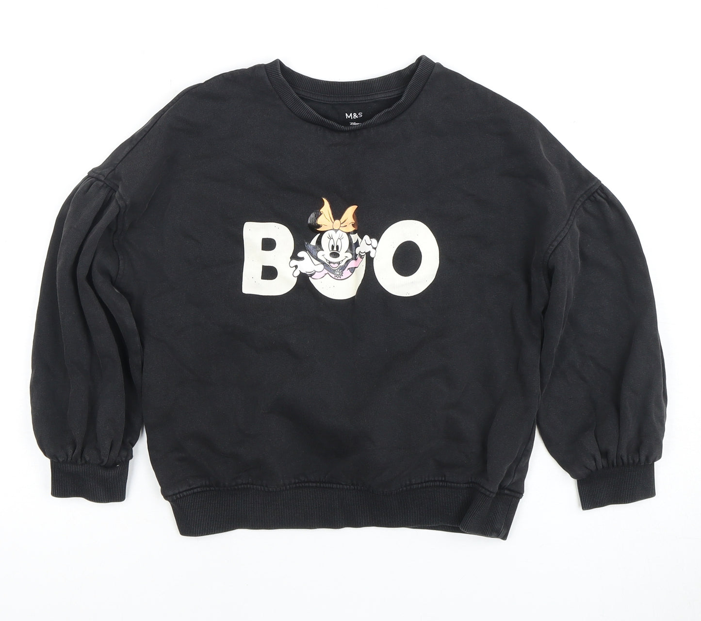 Marks and Spencer Girls Black Crew Neck Disney Sweatshirt Size 8