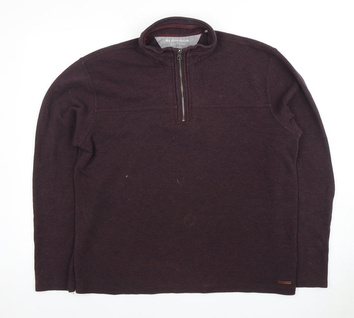 RJR John Rocha Men's Large Brown 1/4 Zip Sweatshirt