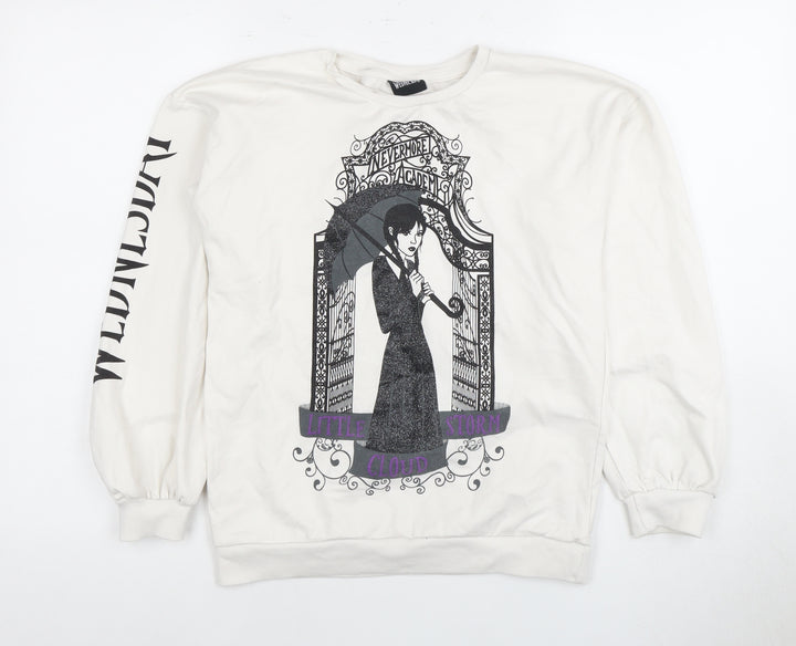 Girls White Wednesday Graphic Pullover Sweatshirt 13 Years