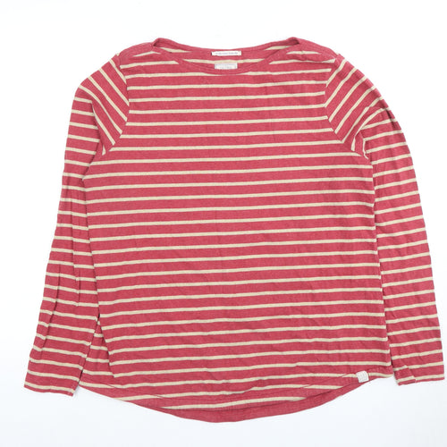 Fat Face Women's Red Striped T-Shirt Size 14 Classic Fit