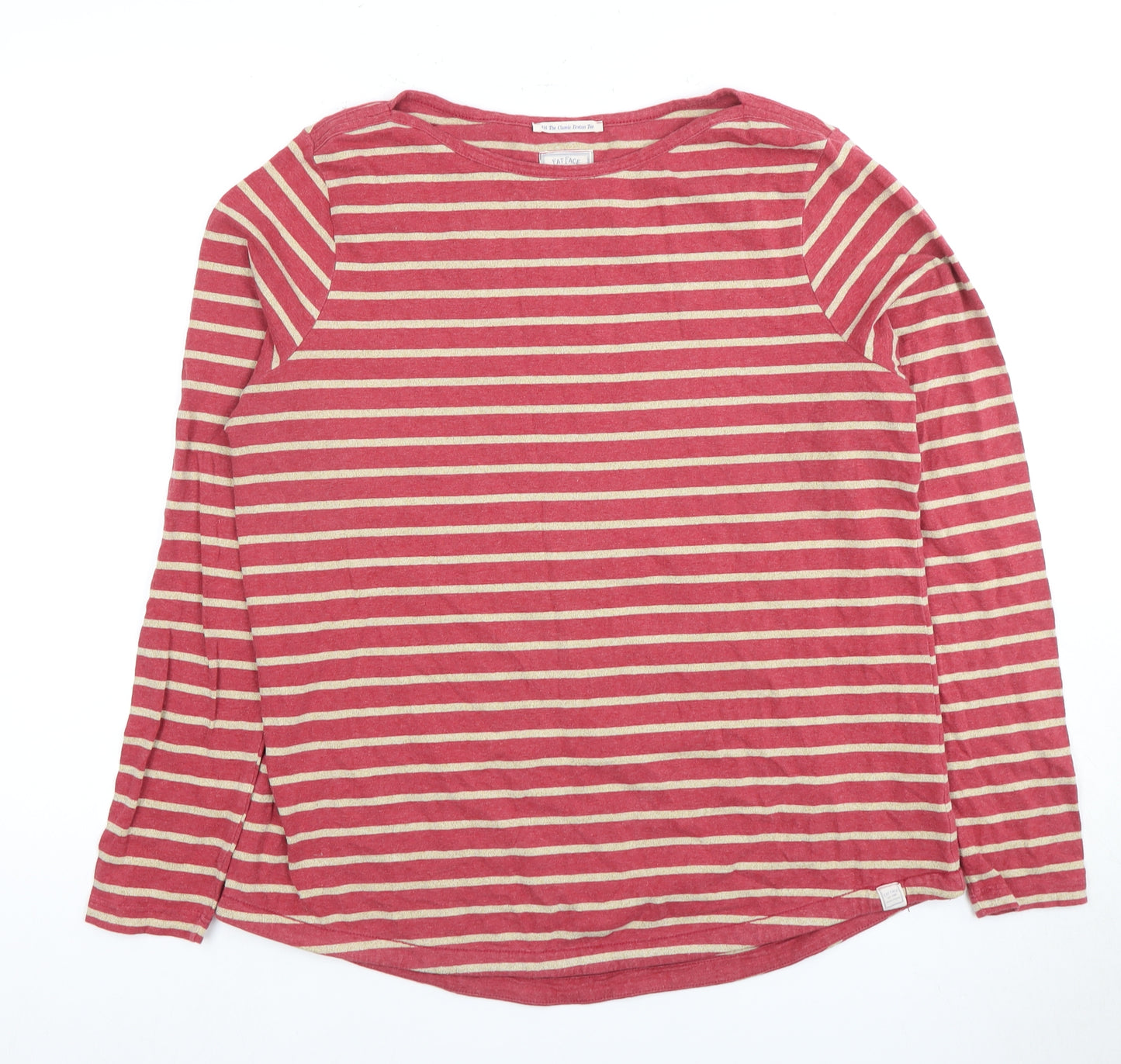 Fat Face Women's Red Striped T-Shirt Size 14 Classic Fit