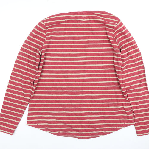 Fat Face Women's Red Striped T-Shirt Size 14 Classic Fit