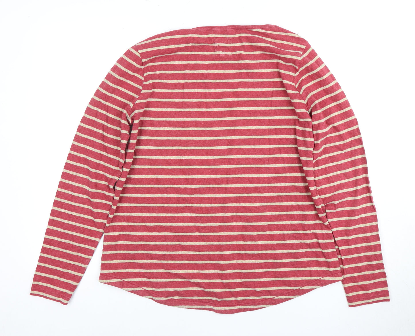 Fat Face Women's Red Striped T-Shirt Size 14 Classic Fit