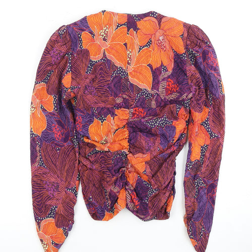 Zara Women's Floral Viscose Blouse - Size 8