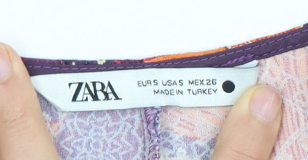 Zara Women's Floral Viscose Blouse - Size 8