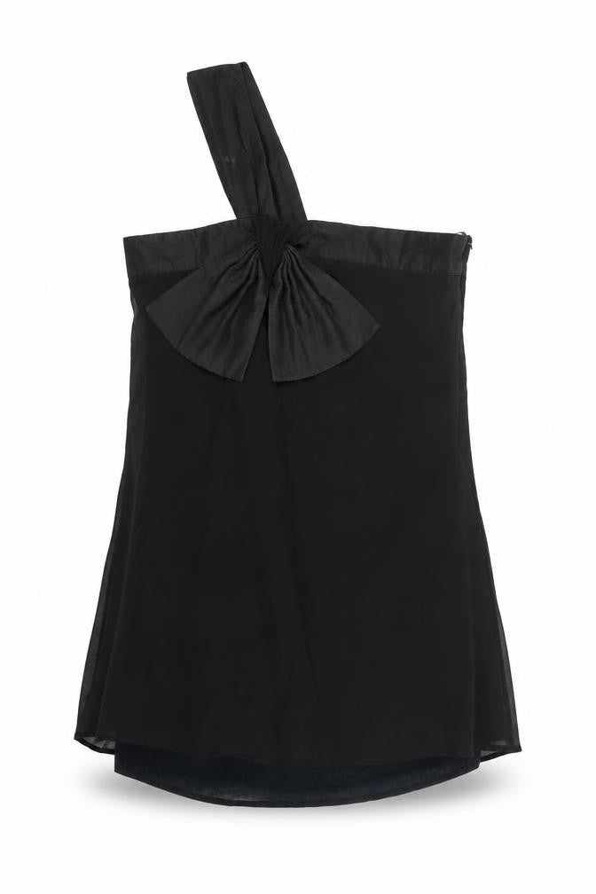 Front view of Lipsy Women's Black One Shoulder Silk Blouse