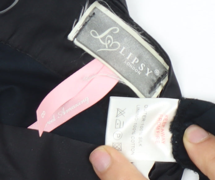 Lipsy Women's Black One Shoulder Silk Blouse