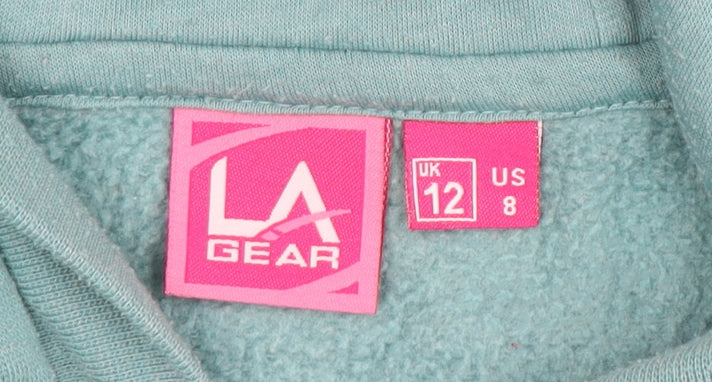 LA Gear Women's Green Full Zip Hoodie, Size 12