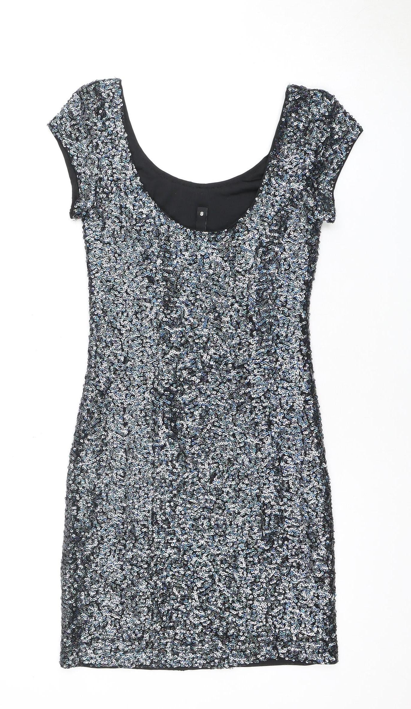 H&M Women’s Black Sequin Bodycon Dress Size 6 Party