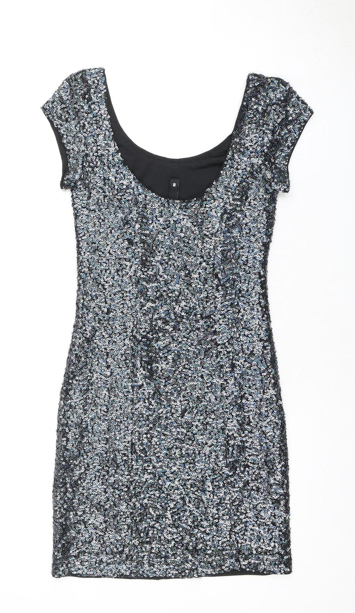 H&M Women’s Black Sequin Bodycon Dress Size 6 Party