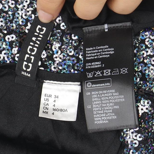 H&M Women’s Black Sequin Bodycon Dress Size 6 Party