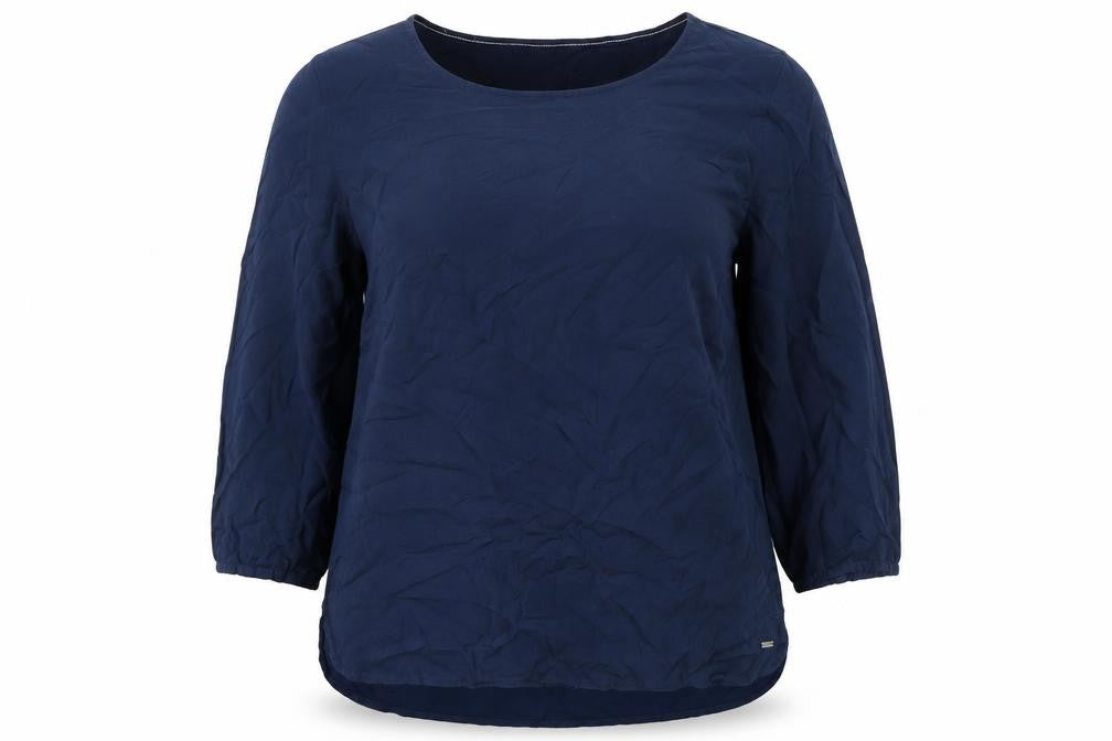 Front view of Tom Tailor Women's Blue Blouse 3/4 Sleeve Viscose
