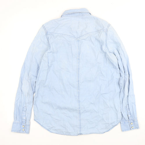 American Eagle Blue Button-Up Shirt S Long Sleeve Collared