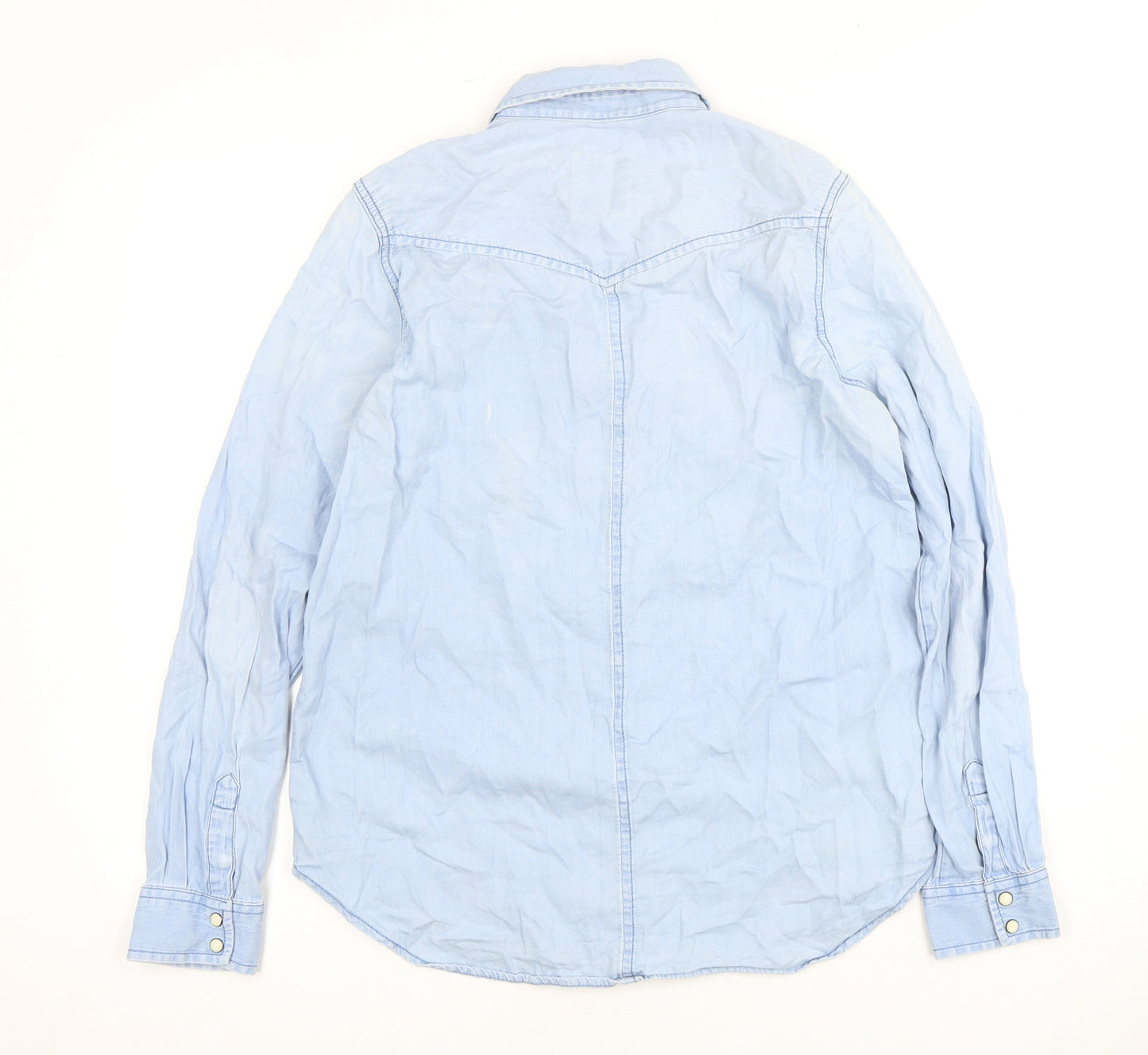 American Eagle Blue Button-Up Shirt S Long Sleeve Collared