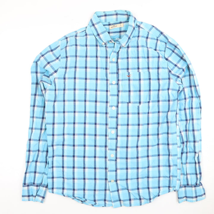 Hollister Men's Blue Check Button-Down Shirt, Size S