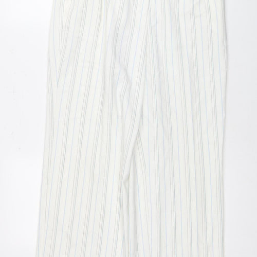 Robell Women's White Striped Trousers Size 12
