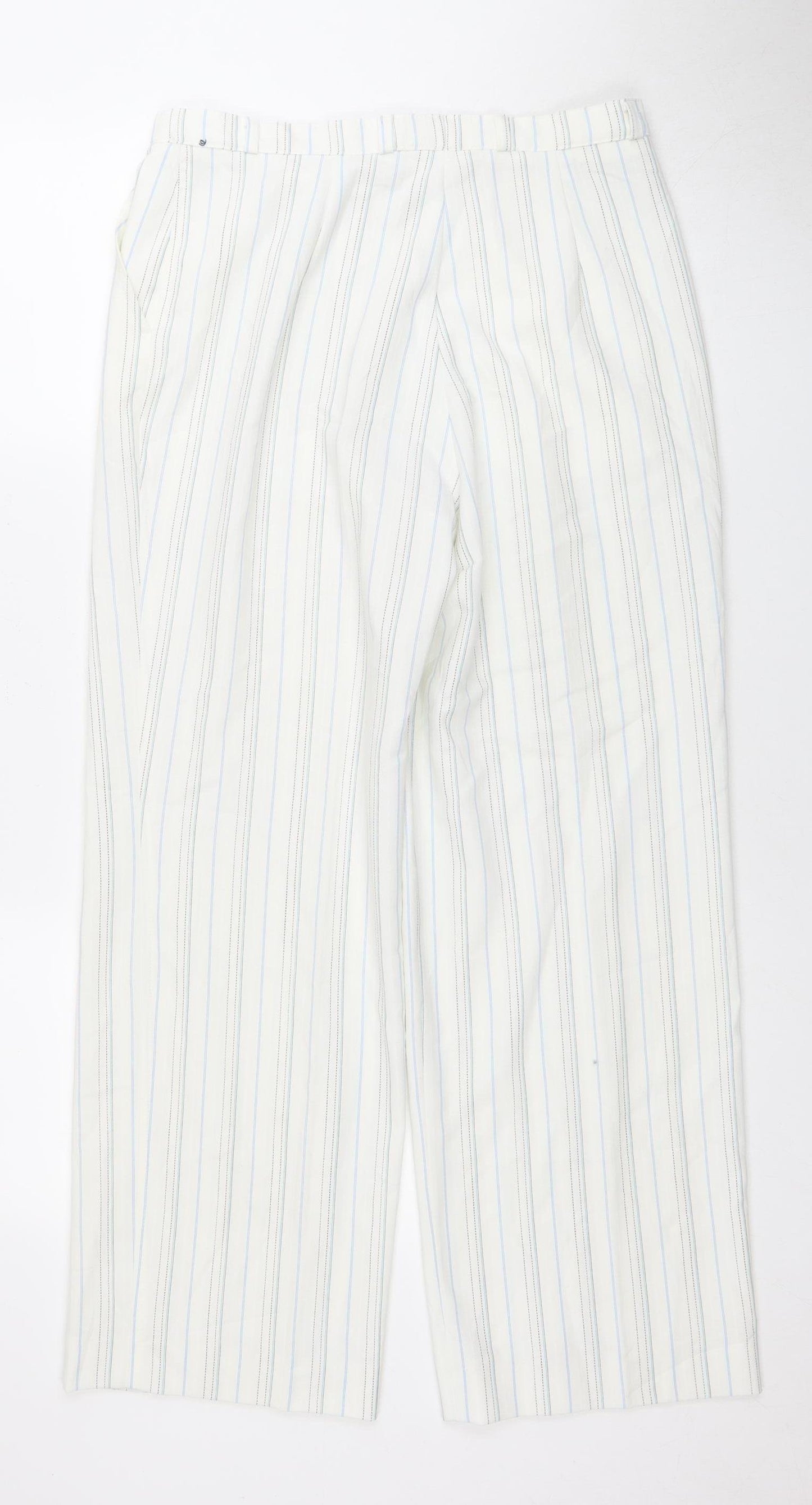 Robell Women's White Striped Trousers Size 12