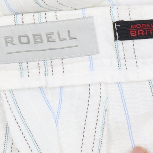 Robell Women's White Striped Trousers Size 12