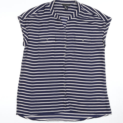 Mercer & Madison Women's Blue Striped Button-Up Shirt