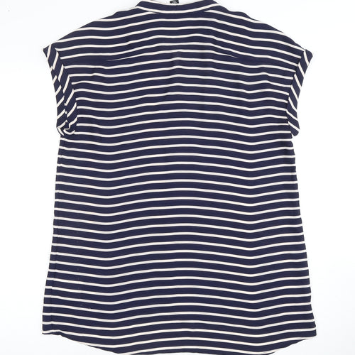 Mercer & Madison Women's Blue Striped Button-Up Shirt