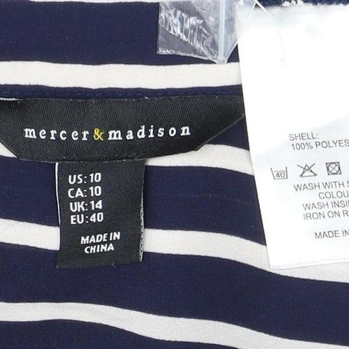 Mercer & Madison Women's Blue Striped Button-Up Shirt