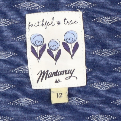 Mantaray Women's Blue Striped Shift Dress - Size 12