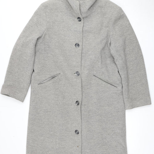 Next Women's Grey Wool Blend Long Overcoat Size 8