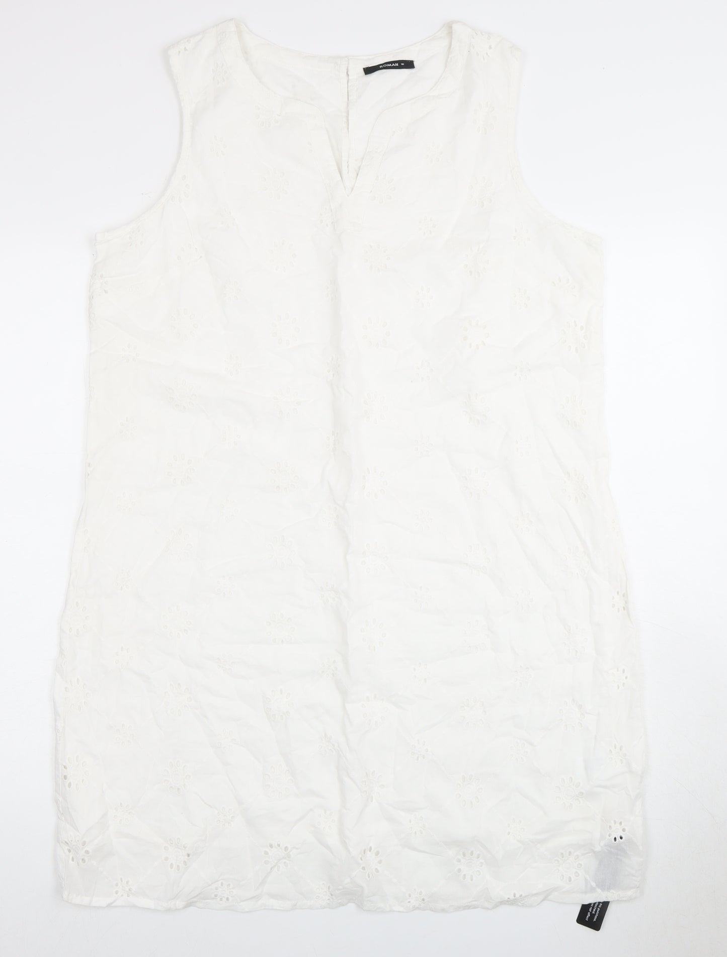Roman Womens White Sleeveless Dress, Size 16