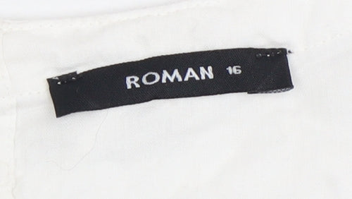 Roman Womens White Sleeveless Dress, Size 16
