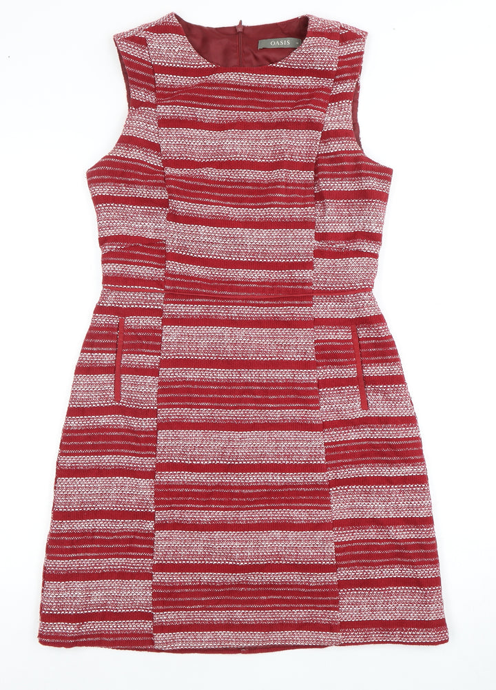 Oasis Women's Red Striped Sheath Dress Size 10
