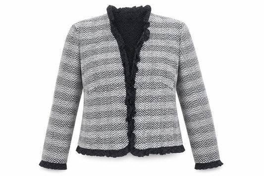 Front view of Escada Women's Multicoloured Tweed Blazer, size 34