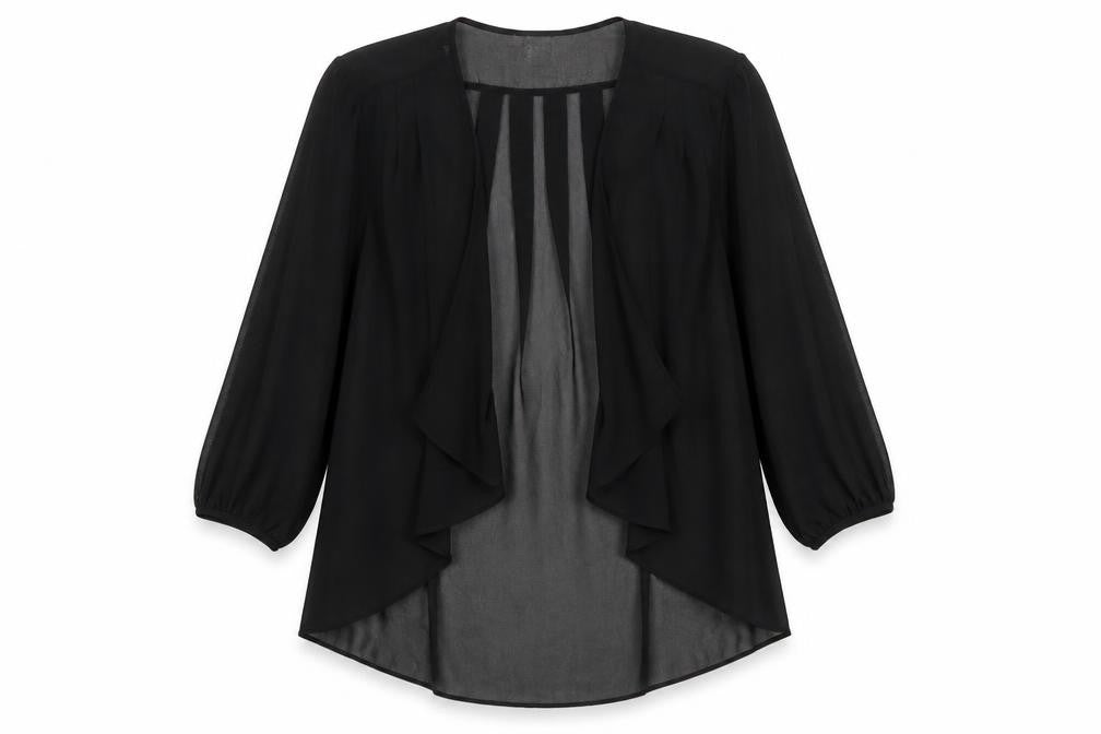 Front view of Roman Women's Black Chiffon Blouse, size 12