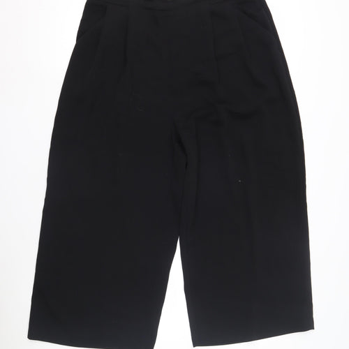 Warehouse Black Cropped Pleated Trousers Size 14