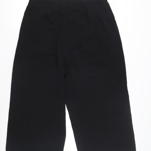 Warehouse Black Cropped Pleated Trousers Size 14