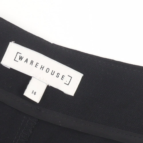 Warehouse Black Cropped Pleated Trousers Size 14
