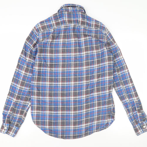 Gap Men's Blue Plaid Button-Up Shirt XS Long Sleeve