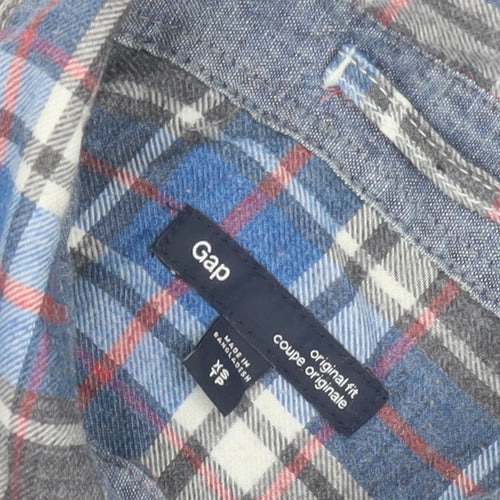 Gap Men's Blue Plaid Button-Up Shirt XS Long Sleeve