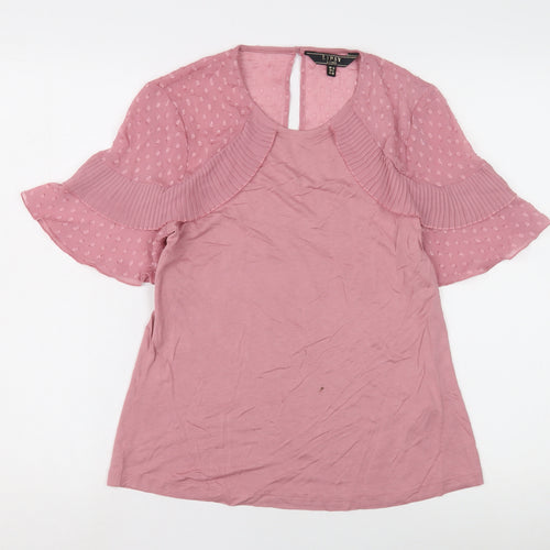 Lipsy Women's Pink Flutter Sleeve Blouse, Size 10