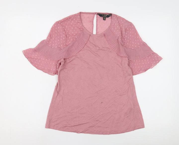 Lipsy Women's Pink Flutter Sleeve Blouse, Size 10