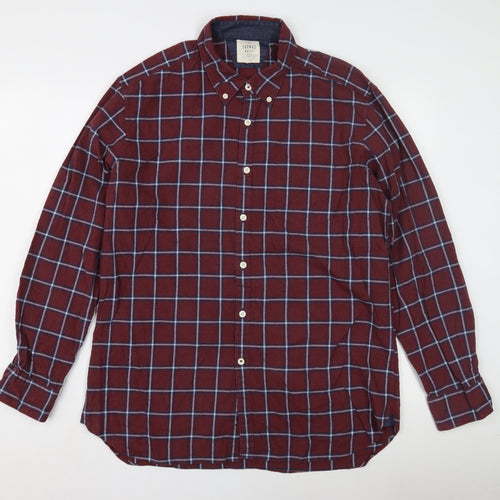Thomas Mayes Men's Red Check Long Sleeve Shirt L
