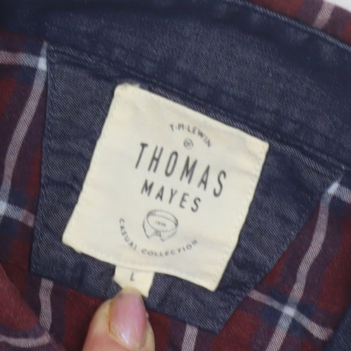 Thomas Mayes Men's Red Check Long Sleeve Shirt L