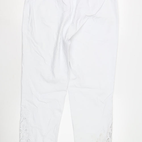 Roman Women's White Lace Accented Cotton Trousers