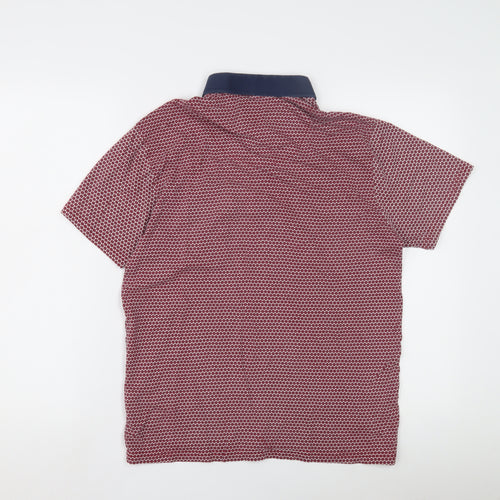 SWADE Men's Red Geometric Polo Shirt M