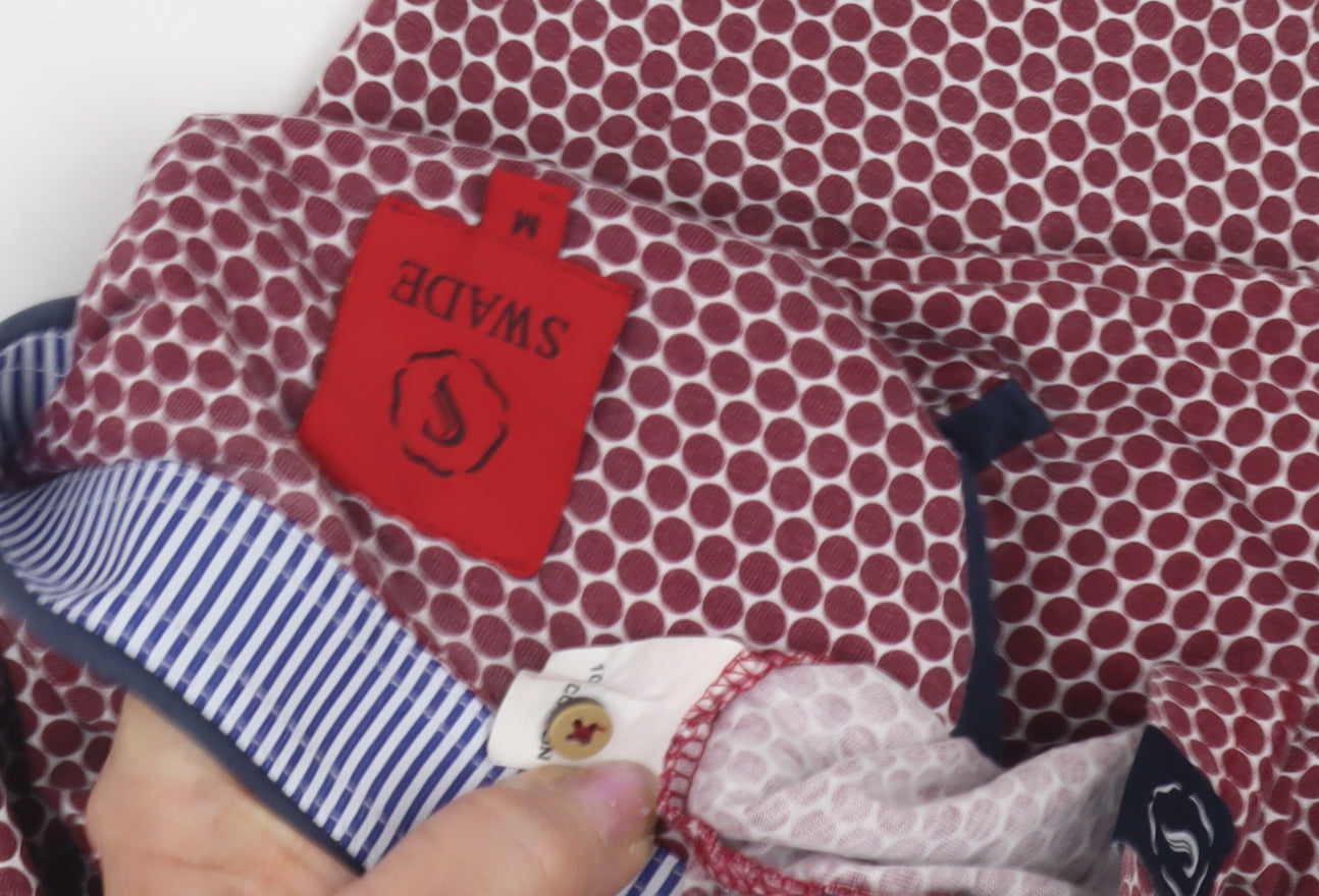 SWADE Men's Red Geometric Polo Shirt M