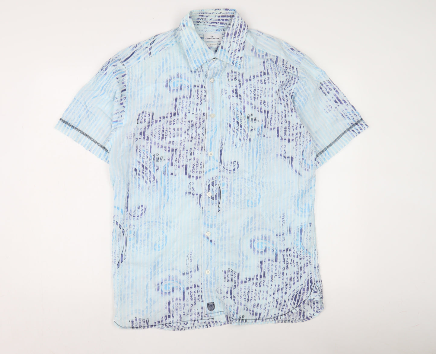 Tom Tailor Men's Blue Graphic Print Button-Up Shirt