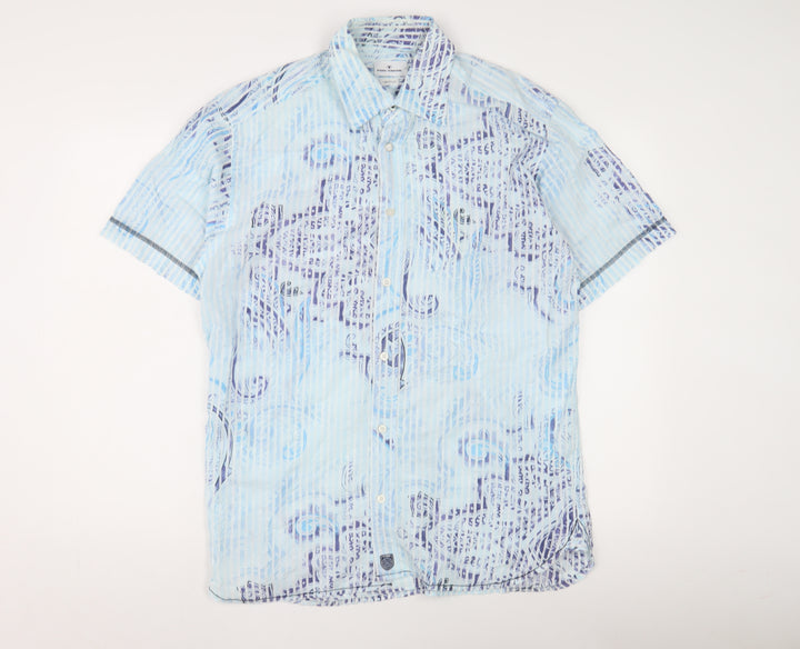 Tom Tailor Men's Blue Graphic Print Button-Up Shirt