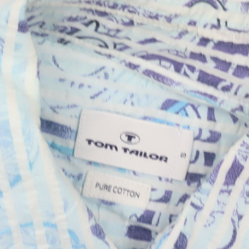 Tom Tailor Men's Blue Graphic Print Button-Up Shirt