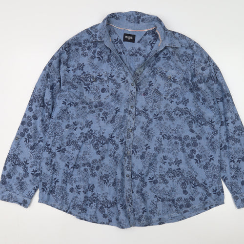 Maine Women’s Blue Floral Chambray Blouse, Size 22